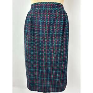 Vintage Joan Leslie Size 16 Wool Skirt Colorful Winter Skirt Knee Length Modest